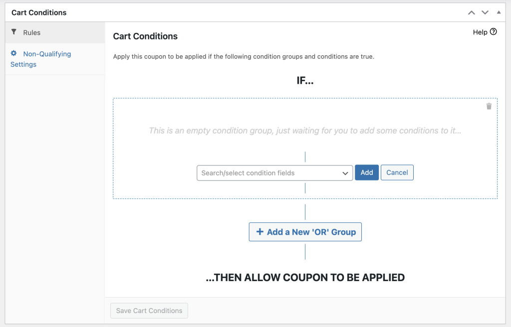 Advanced Coupons' cart condition feature 